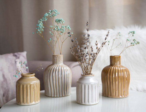 Декоративная ваза СИСАР, фарфор, белая, 15 см