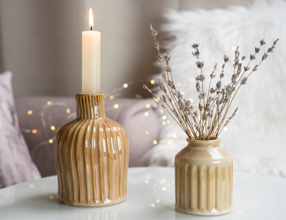 Декоративная ваза СИСАР, фарфор, кремовая, 15 см