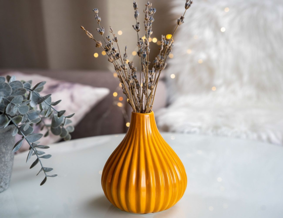 Керамическая ваза ТОРРЭ желтая, 13 см