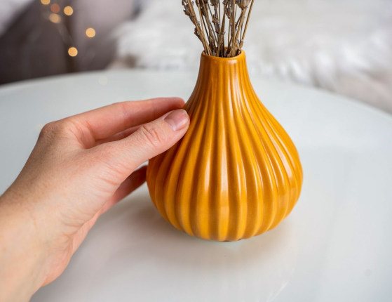 Керамическая ваза ТОРРЭ желтая, 13 см