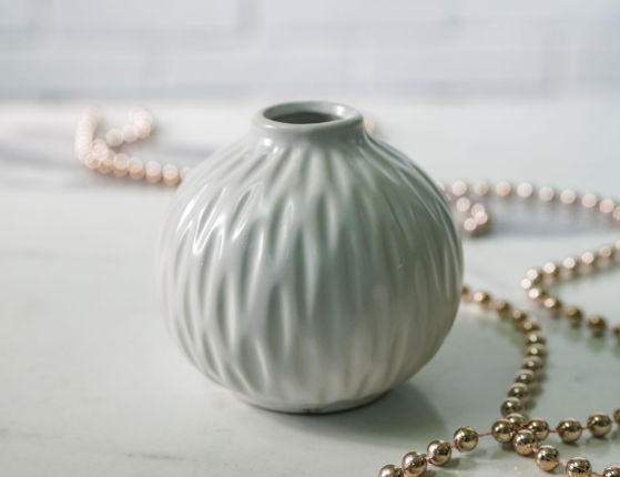 Фарфоровая ваза ВОСТОЧНЫЕ МОТИВЫ округлая, белая, 10 см