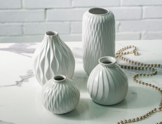 Фарфоровая ваза ВОСТОЧНЫЕ МОТИВЫ округлая, белая, 10 см