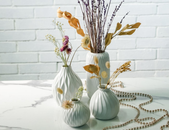 Фарфоровая ваза ВОСТОЧНЫЕ МОТИВЫ округлая, белая, 10 см