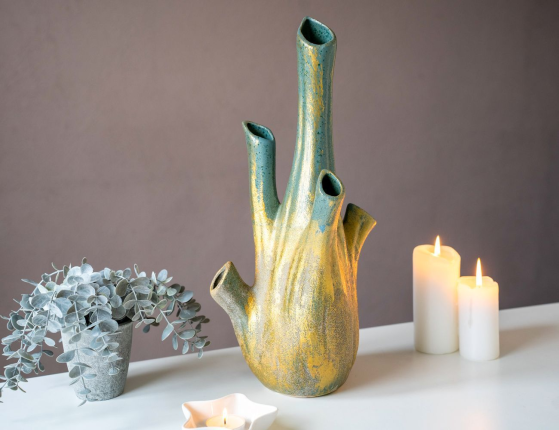 Декоративная ваза АЛКМЕНА ГРИН, керамика, 41 см