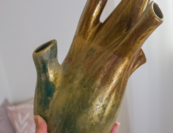 Декоративная ваза АЛКМЕНА ГОЛД, керамика, 41 см