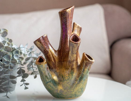 Декоративная ваза АЛКМЕНА ГОЛД, керамика, 24 см