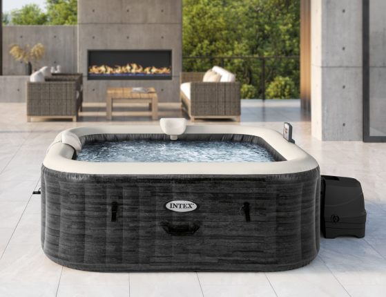 Надувное джакузи Intex PureSpa Greystone Deluxe с аэромассажем, хлоргенератором и аксессуарами, 196х71 см
