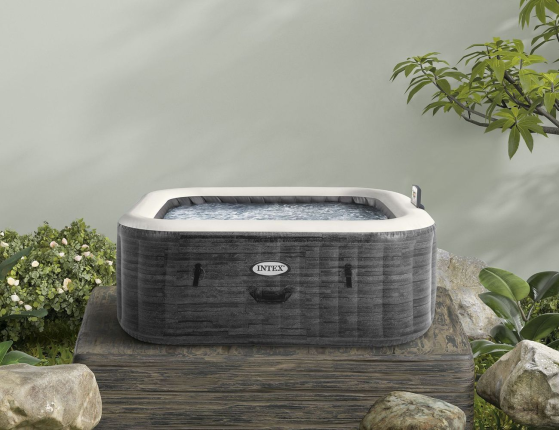 Надувное джакузи Intex PureSpa Greystone Deluxe с аэромассажем, хлоргенератором и аксессуарами, 196х71 см
