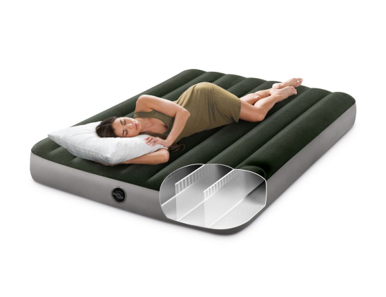 Полуторный надувной матрас Intex Prestige Downy Airbed (Full), 137х191х25 см с насосом от батареек