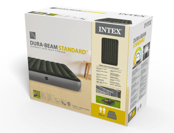 Полуторный надувной матрас Intex Downy Bed (Full), 137х191x25 см со встроенным ножным насосом