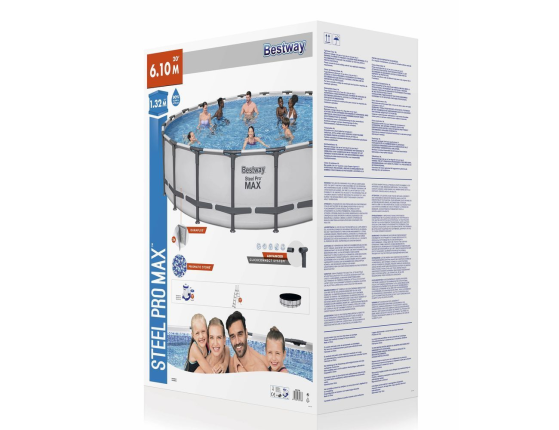 Бассейн каркасный Bestway Steel Pro Мах, 610 х 132 см + фильтр-насос + аксессуары