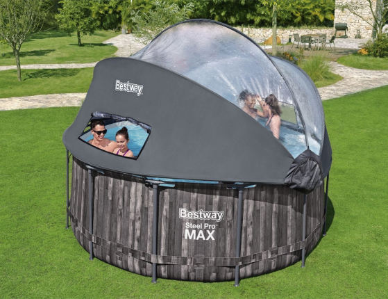 Бассейн каркасный Bestway Steel Pro Мах Greywood с навесом, 366 х 122 см + фильтр-насос + аксессуары