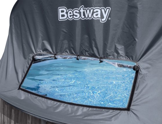 Бассейн каркасный Bestway Steel Pro Мах Greywood с навесом, 366 х 122 см + фильтр-насос + аксессуары
