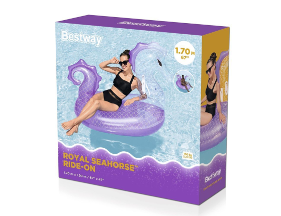 Надувной матрас-плот BestWay Морской конек с ручками, 170х120 см