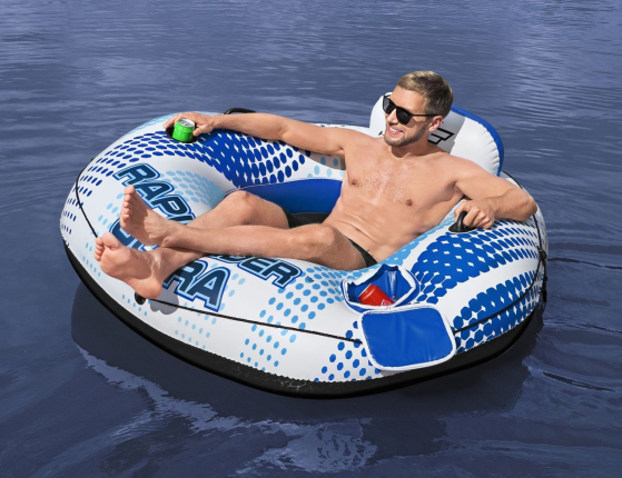 Надувной круг-кресло Rapid Rider с сетчатым дном и баром, 152х132х50 см, BestWay