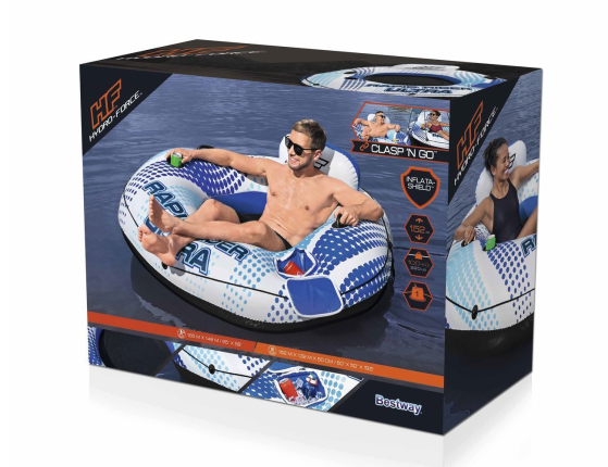 Надувной круг-кресло Rapid Rider с сетчатым дном и баром, 152х132х50 см, BestWay