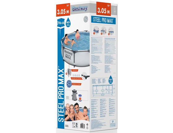 Бассейн каркасный Bestway Steel Pro Мах, 305 х 76 см + фильтр-насос