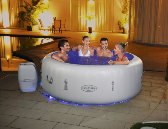 Надувной СПА бассейн Bestway LAY-Z-SPA Paris Luxe с аэромассажем и подсветкой, 196х66 см