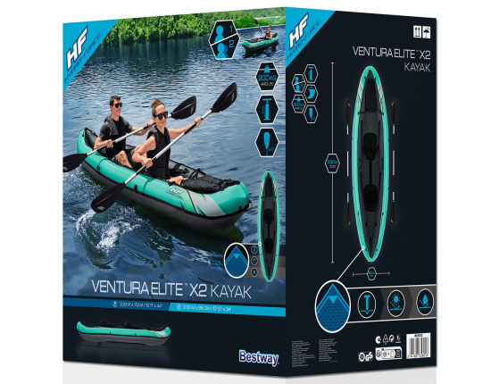 Надувная байдарка BestWay Ventura Elite X2 с веслами и насосом, 330х86 см