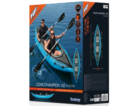 Надувная байдарка BestWay Champion X2 с веслами и насосом, 331х88 см
