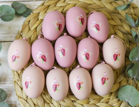 Пасхальные украшения ЯИЧКИ-РОЗОВЫЕ ЗЕФИРКИ Tenero Easter, пластик, 6 см, 12 шт.