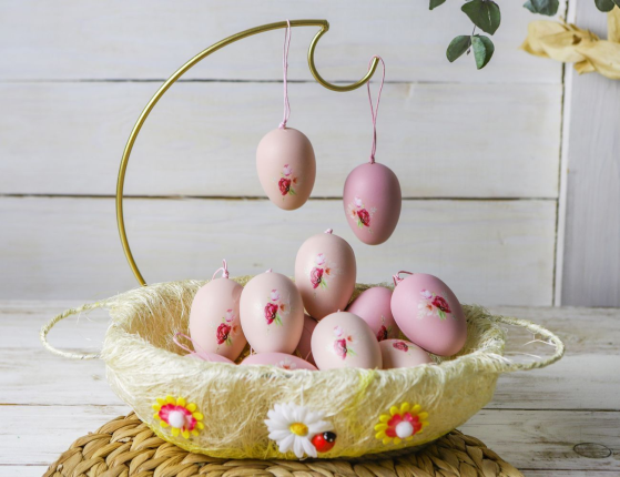 Пасхальные украшения ЯИЧКИ-РОЗОВЫЕ ЗЕФИРКИ Tenero Easter, пластик, 6 см, 12 шт.