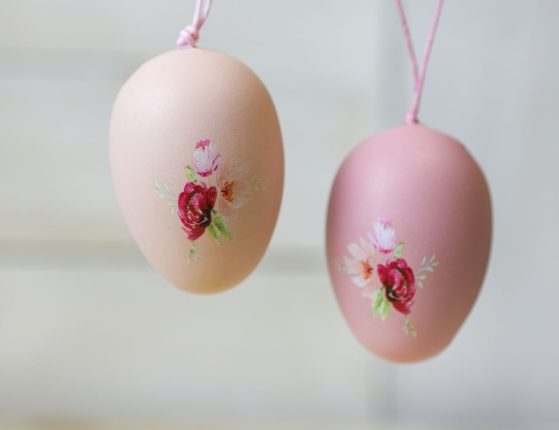Пасхальные украшения ЯИЧКИ-РОЗОВЫЕ ЗЕФИРКИ Tenero Easter, пластик, 6 см, 12 шт.