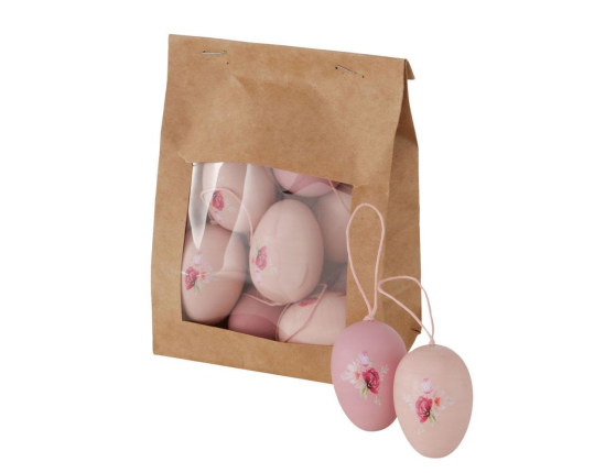 Пасхальные украшения ЯИЧКИ-РОЗОВЫЕ ЗЕФИРКИ Tenero Easter, пластик, 6 см, 12 шт.