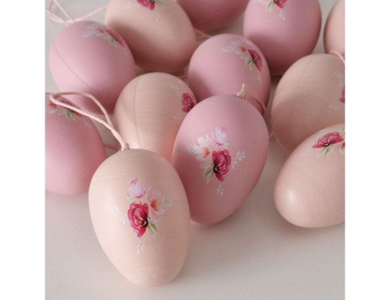 Пасхальные украшения ЯИЧКИ-РОЗОВЫЕ ЗЕФИРКИ Tenero Easter, пластик, 6 см, 12 шт.
