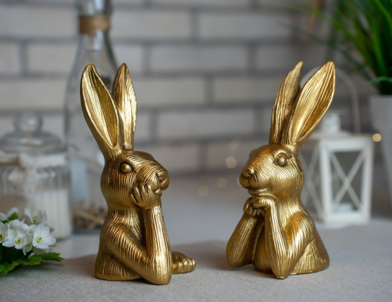 Декоративная фигурка КРОЛИК-МЕЧТАТЕЛЬ, полистоун, 17 см