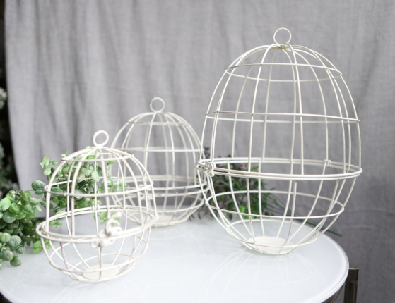 Набор декоративных клеток ELEGANTI OVALI, металл, белый, 17-32 см, 3 шт.