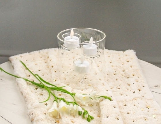 Подсвечник на три чайные свечи ТРИПЛИКАРЭ малый, стекло, 12 см