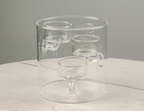 Подсвечник на три чайные свечи ТРИПЛИКАРЭ малый, стекло, 12 см