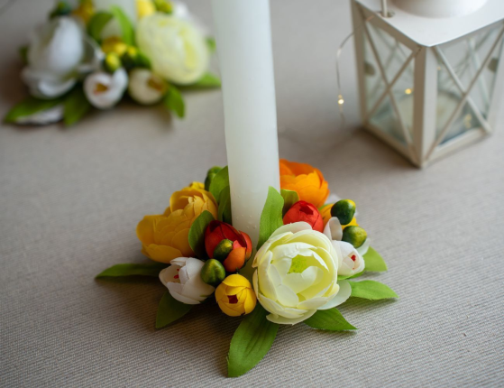 Венок для свечи САДОВЫЕ ЛЮТИКИ, оранжевый, 12 см