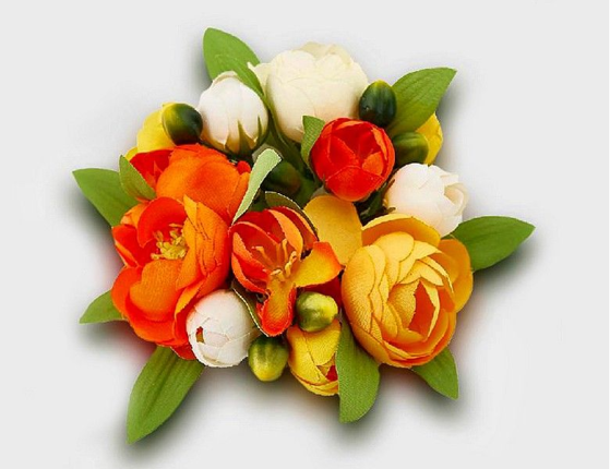 Венок для свечи САДОВЫЕ ЛЮТИКИ, оранжевый, 12 см