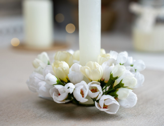 Венок для свечи БЕЛОСНЕЖНЫЙ ШАФРАН, 13 см