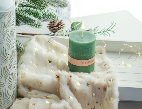 Декоративная свеча ЭССЕНШИАЛ ГРИН, 8х6 см