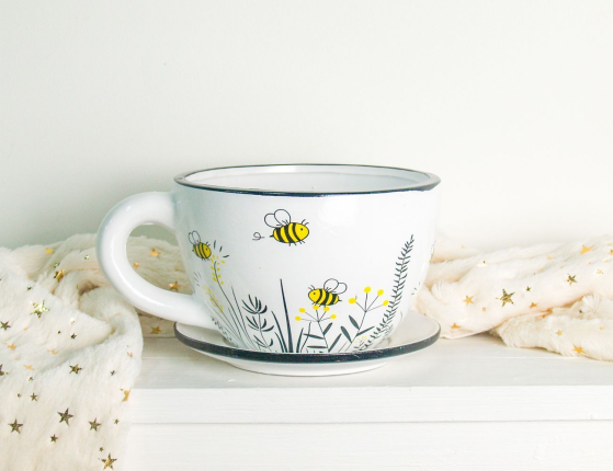 Керамическое кашпо ВЕСЁЛЫЕ ПЧЁЛКИ, керамика, 22х17 см