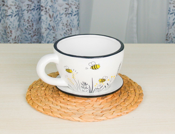 Керамическое кашпо ВЕСЁЛЫЕ ПЧЁЛКИ, керамика, 22х17 см