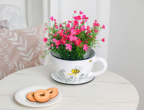 Керамическое кашпо СОЛНЕЧНЫЕ ПЧЁЛКИ, керамика, 22х17 см