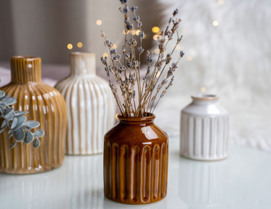 Декоративная ваза ЛОРИН, керамика, медовый, 10 см