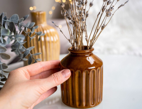 Декоративная ваза ЛОРИН, керамика, медовый, 10 см