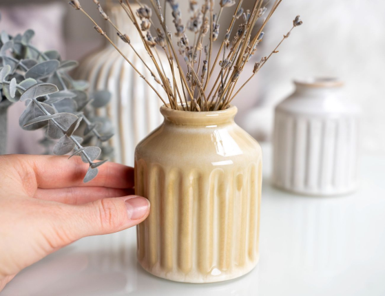Декоративная ваза ЛОРИН, керамика, кремовый, 10 см