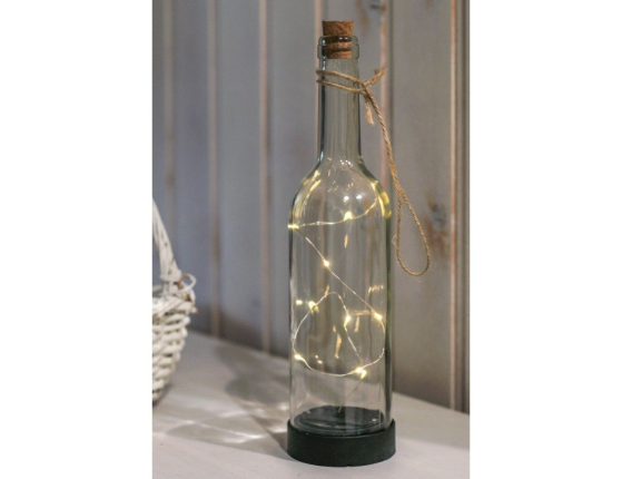 Садовый светильник на солнечной батарее Solar MAGIC BOTTLE, 10 тёплых белых микро LED-огней,  30х7.5 см