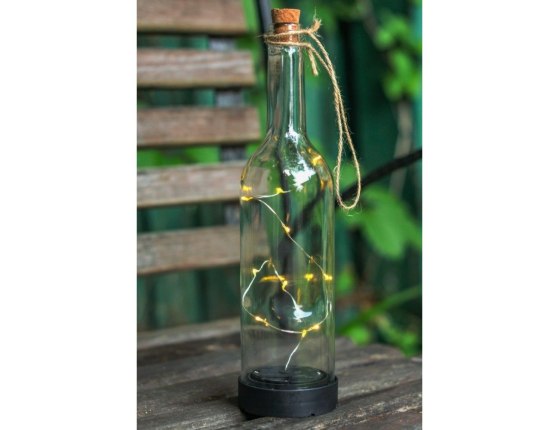 Садовый светильник на солнечной батарее Solar MAGIC BOTTLE, 10 тёплых белых микро LED-огней,  30х7.5 см