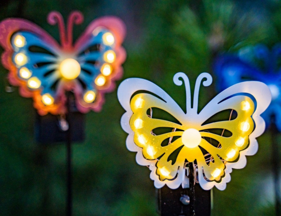 Садовый светильник Solar FAIRY BUTTERFLY на солнечной батарее, желтый, 11 тёплых белых микро LED-огней, 75 см