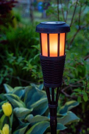 Садовый фонарь на солнечной батарее Solar НИИГАТА, 12 желтых мини LED-огней, чёрный, 51 см