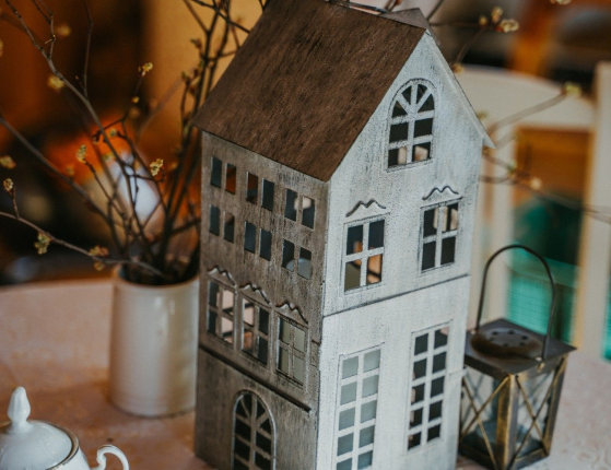 Подсвечник-домик ФИРЕНЦО, металл, серый, 16х15х36 см