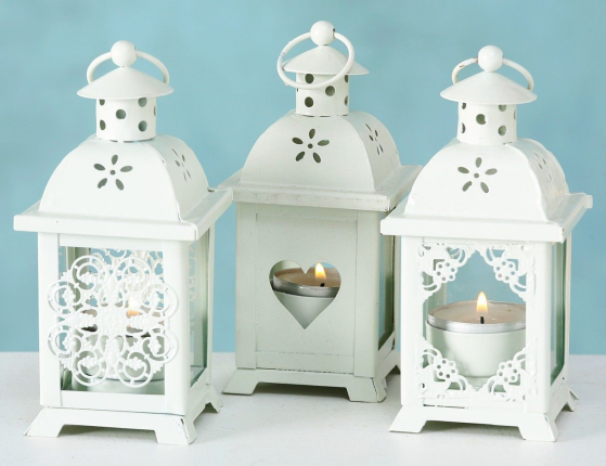 Подсвечник-фонарик под чайную свечу ПАУЛИ - КРУЖЕВНОЙ ЦВЕТОК, металлический, белый, 14х7 см