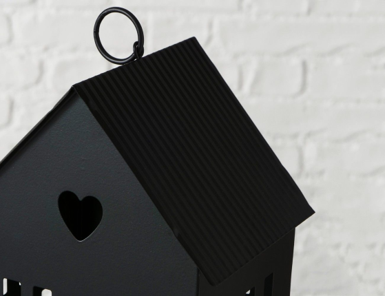 Подсвечник-домик АЛАМО металлический, чёрный, 35 см